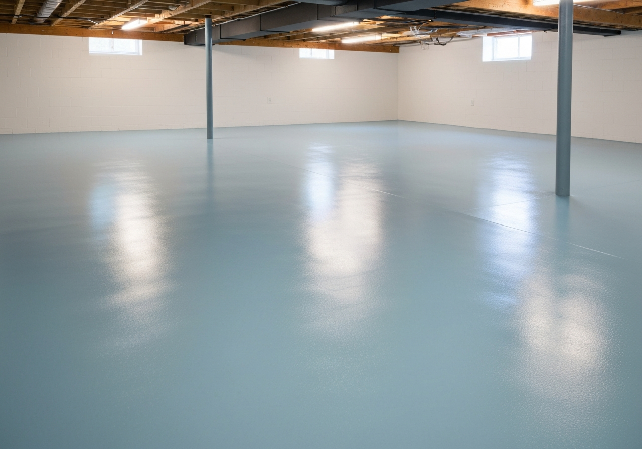 Clean epoxy basement floor
