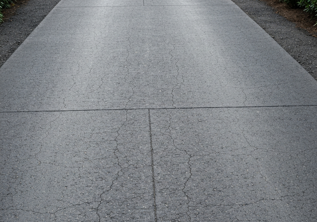 Sealed steep driveway with texture visible