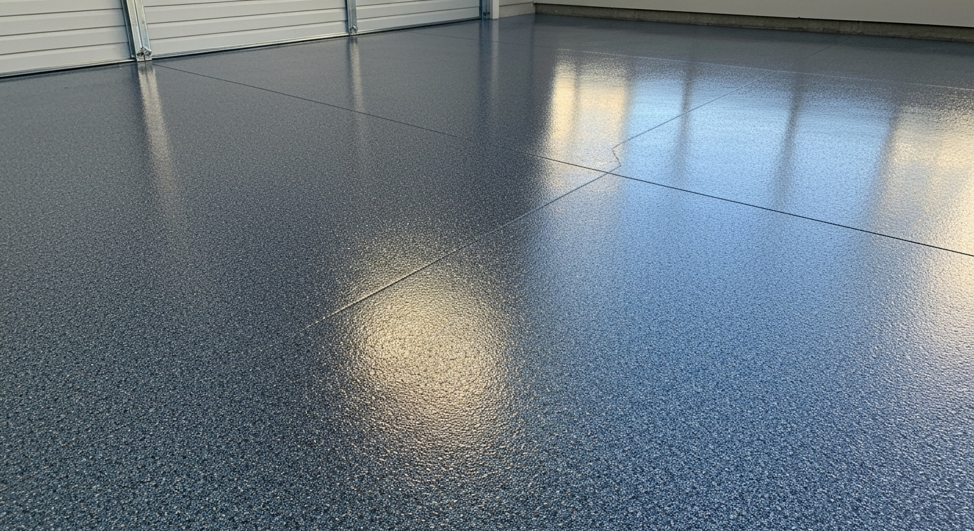 Polyaspartic concrete coating on a Kalispell garage floor by Streamline Solutions