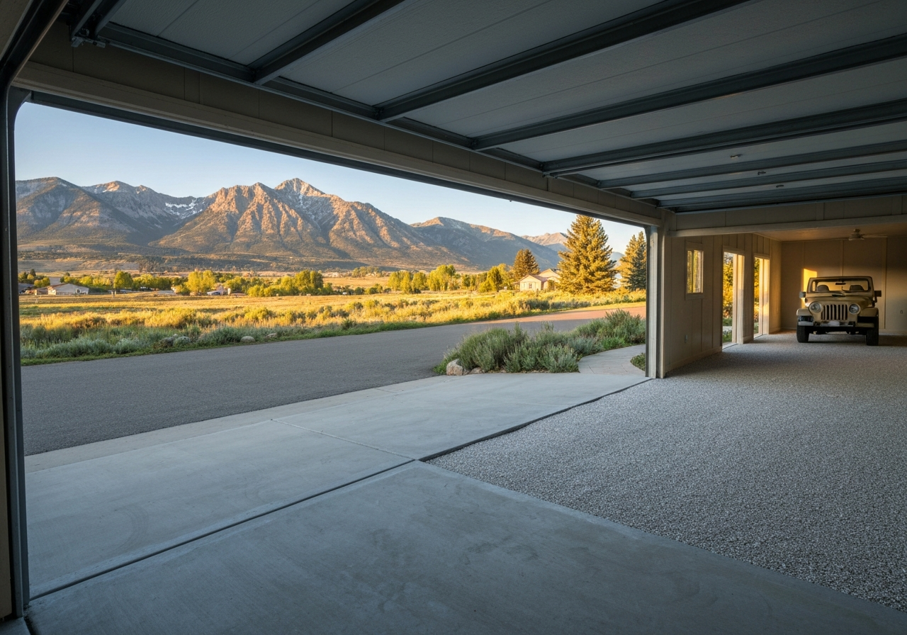 Clean Montana driveway and garage exterior