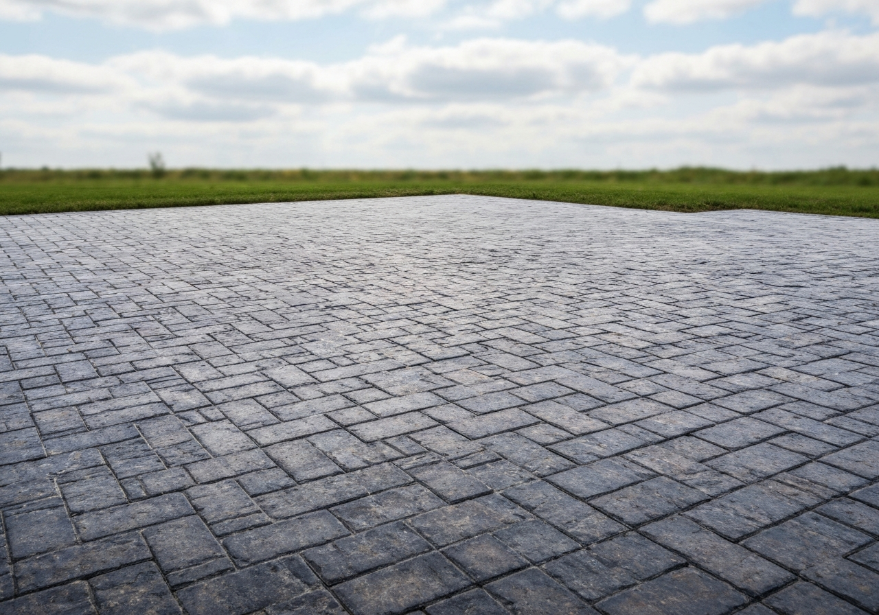 Freshly sealed paver patio with a rich enhanced look