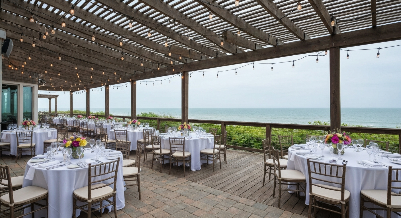 Elegant private event setup on the patio