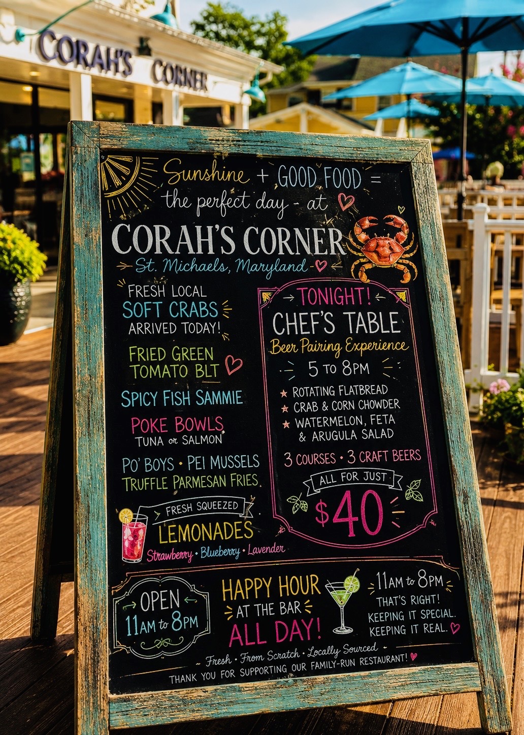 Today's Specials Chalkboard - Corah's Corner