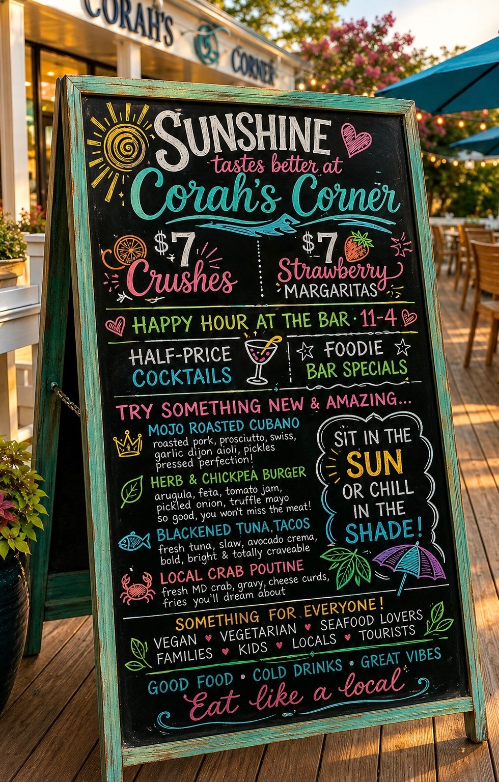 Today's Specials Chalkboard - Corah's Corner