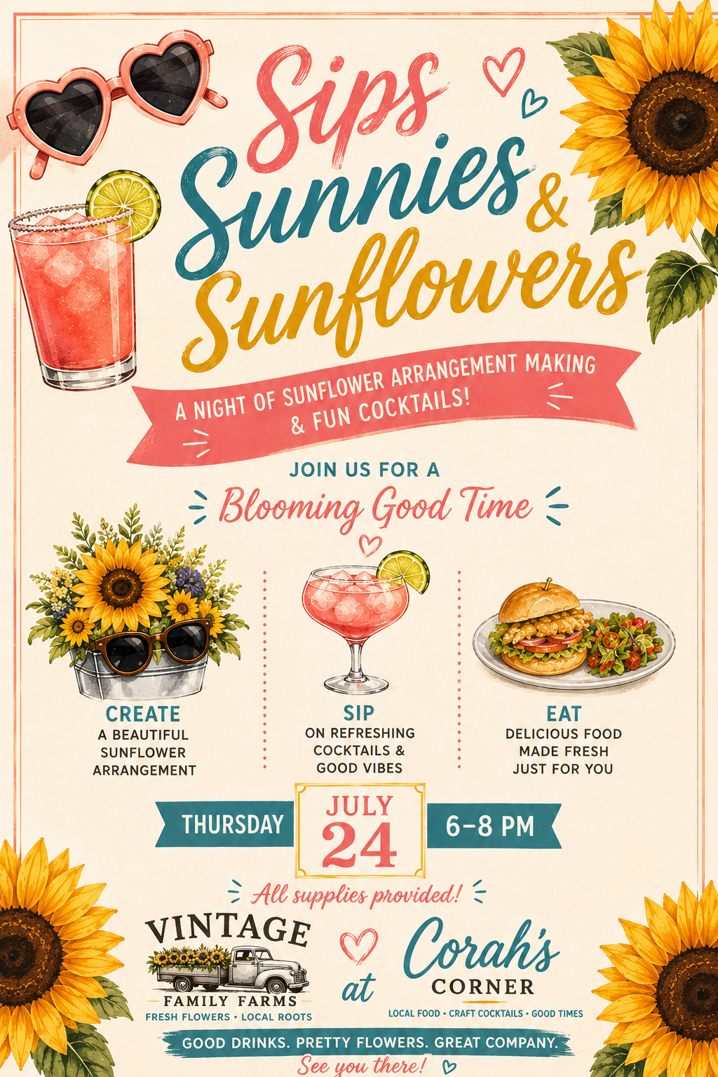 Sips, Sunnies & Sunflowers