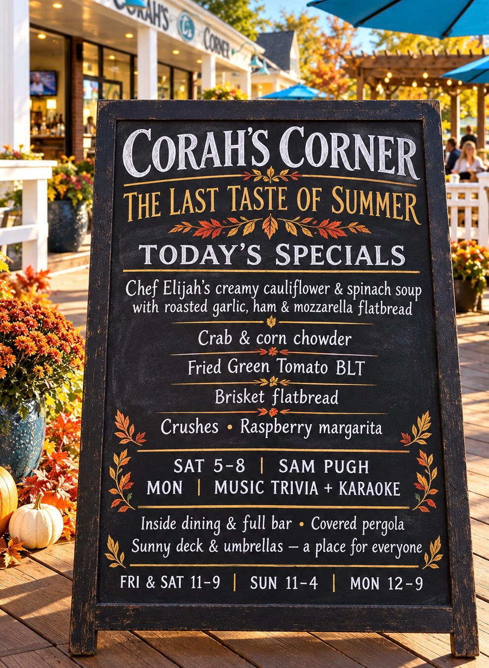 Corah's Corner - The Last Taste of Summer, Today's Specials Chalkboard