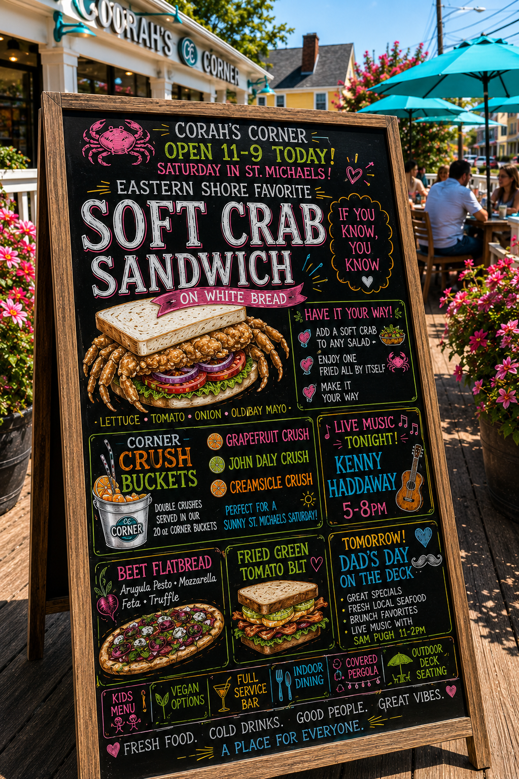 Corah's Corner Daily Specials Chalkboard