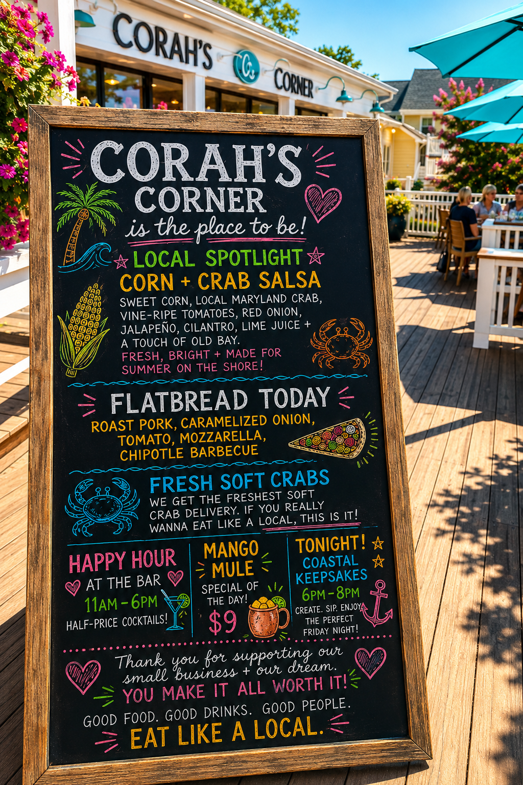 Today's Specials Chalkboard - Corah's Corner
