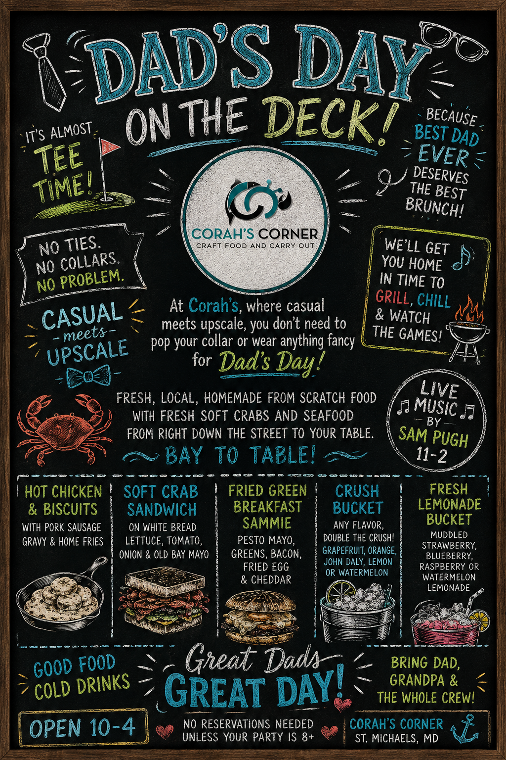 Corah's Corner Daily Specials Chalkboard