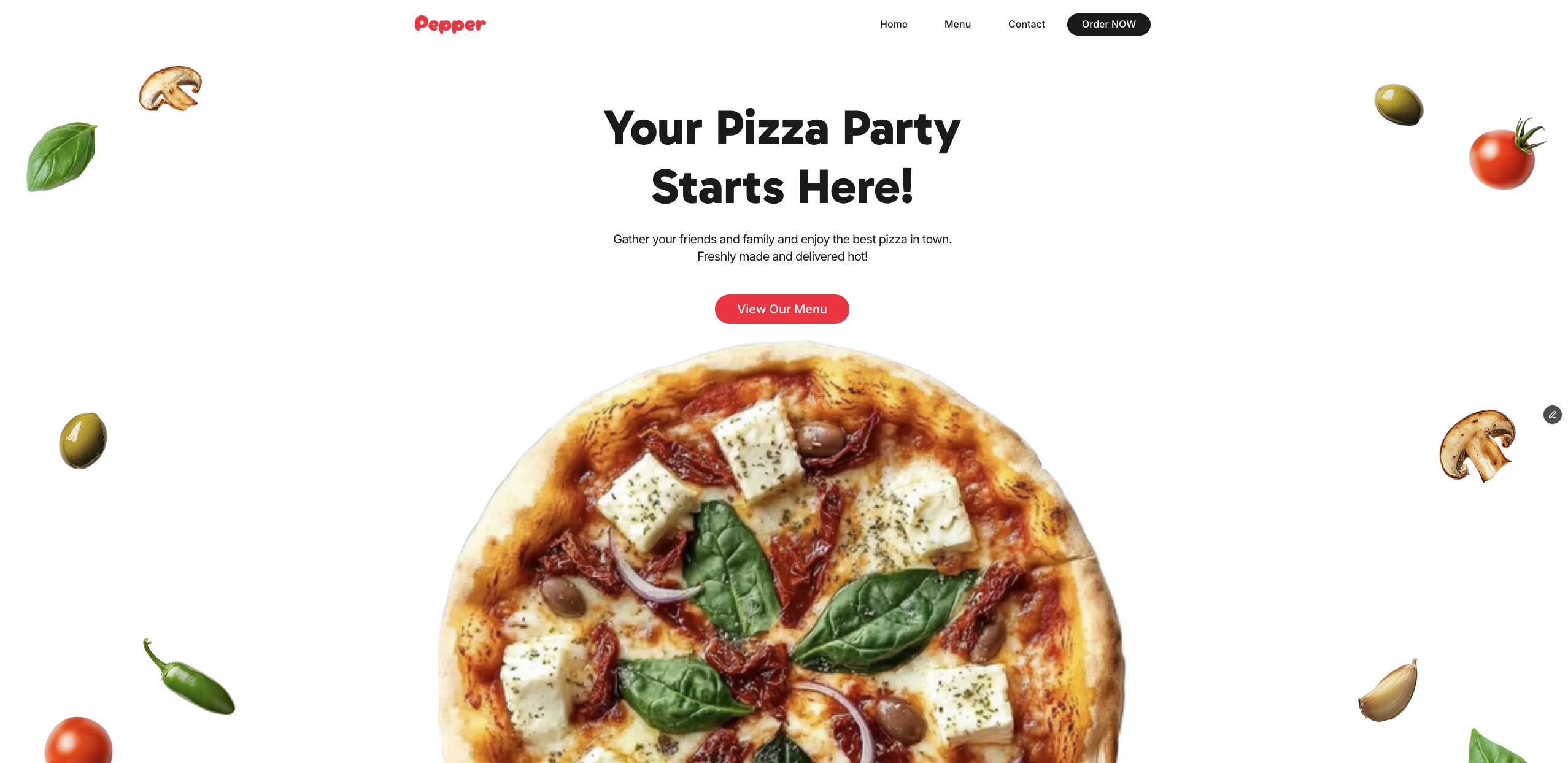 Vidám, interaktív pizzéria weboldal online rendeléssel