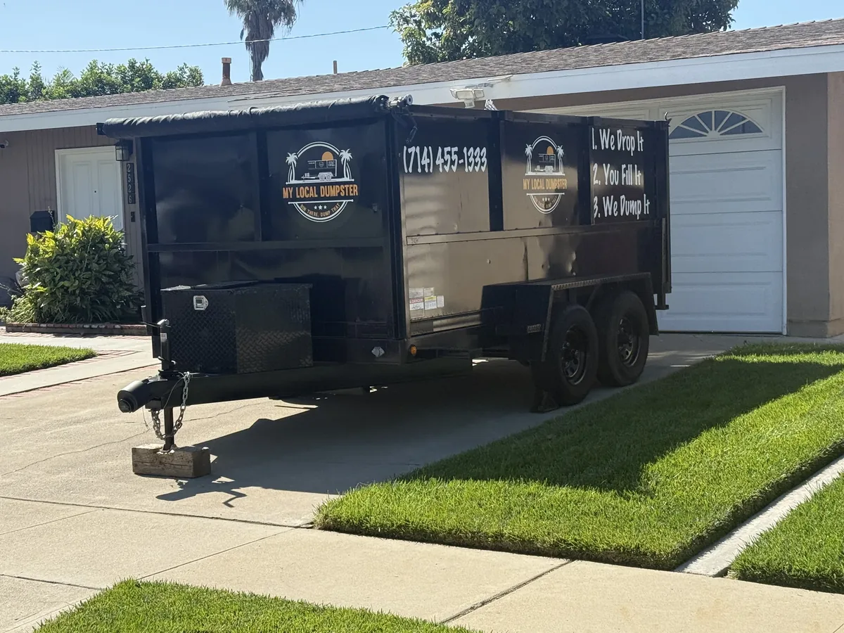Clean driveway dumpster rental for property managers in North Orange County