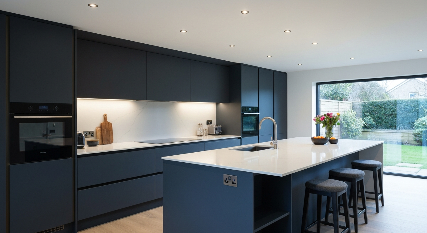 Sleek contemporary kitchen renovation in Vernon