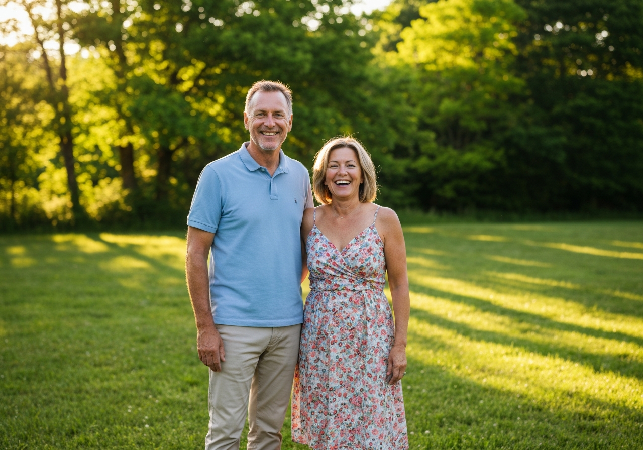 Happy couple enjoying their new land