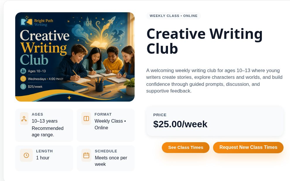 Educator branded class detail page