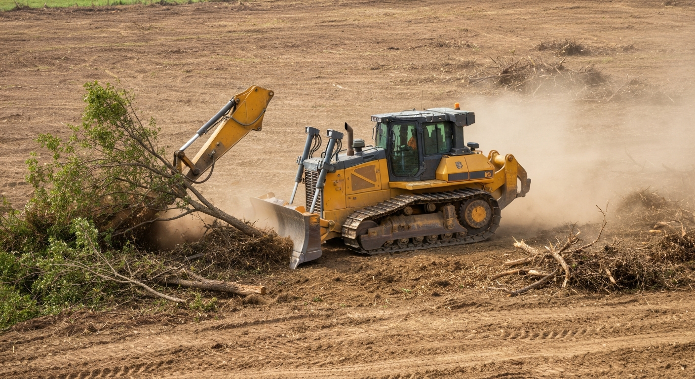 Heavy equipment clearing land and brush in Northwest Ohio