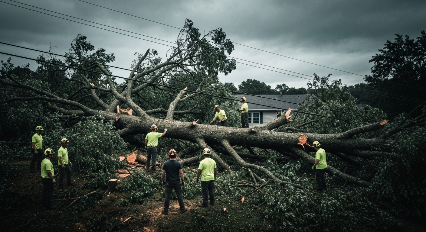 Fallen tree storm damage emergency response