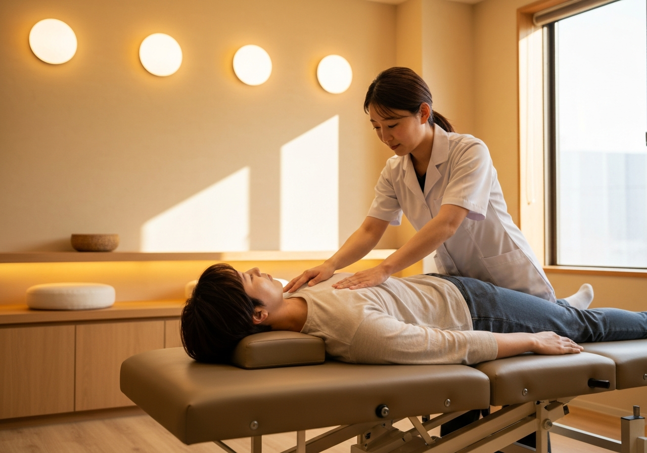 Patient receiving a comfortable spinal adjustment