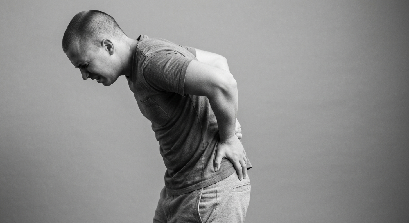 Patient experiencing chronic lower back pain during a consultation