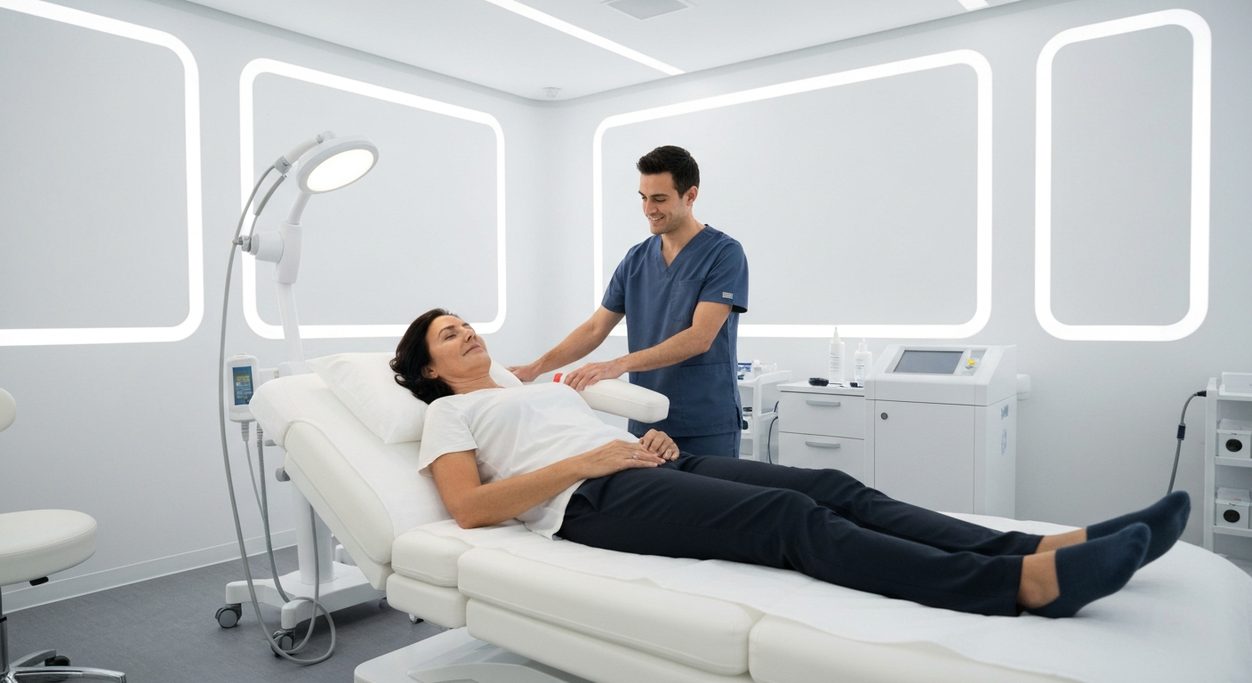 Patient receiving StemWave acoustic wave therapy