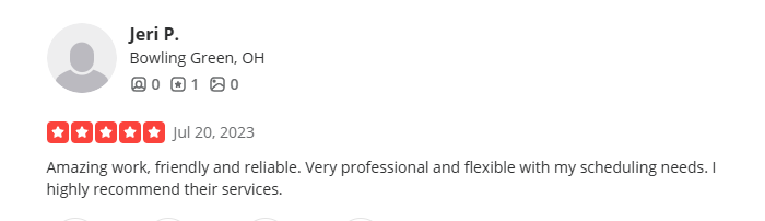 5 Star Yelp Review from Jeri P.