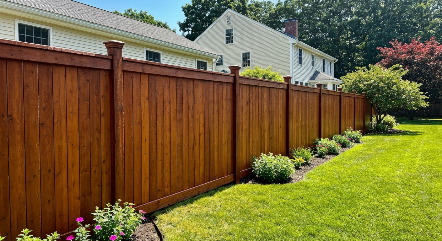 Beautifully power washed wooden fence in Massachusetts