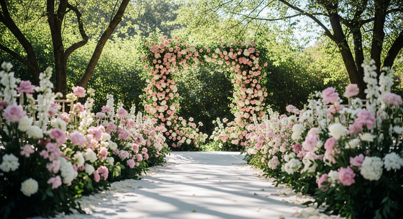 Romantic garden wedding ceremony