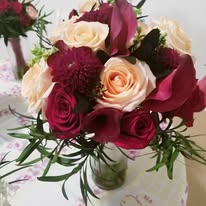 Deep red and burgundy rose bouquet