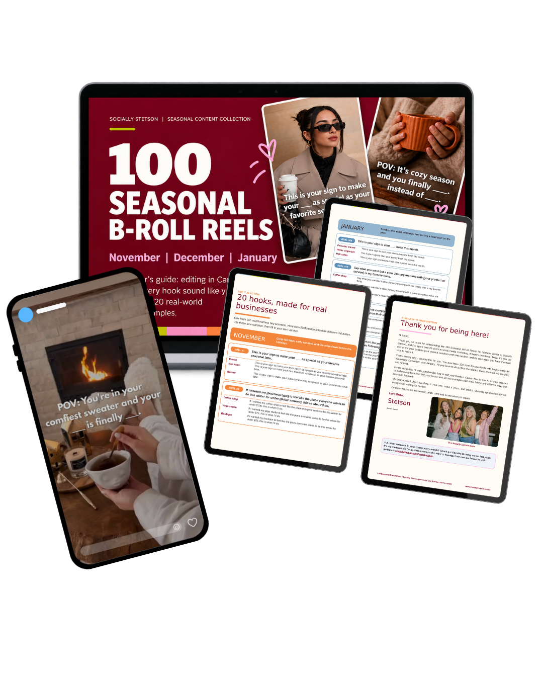 100 Seasonal B-Roll Reels Bundle - November, December, January