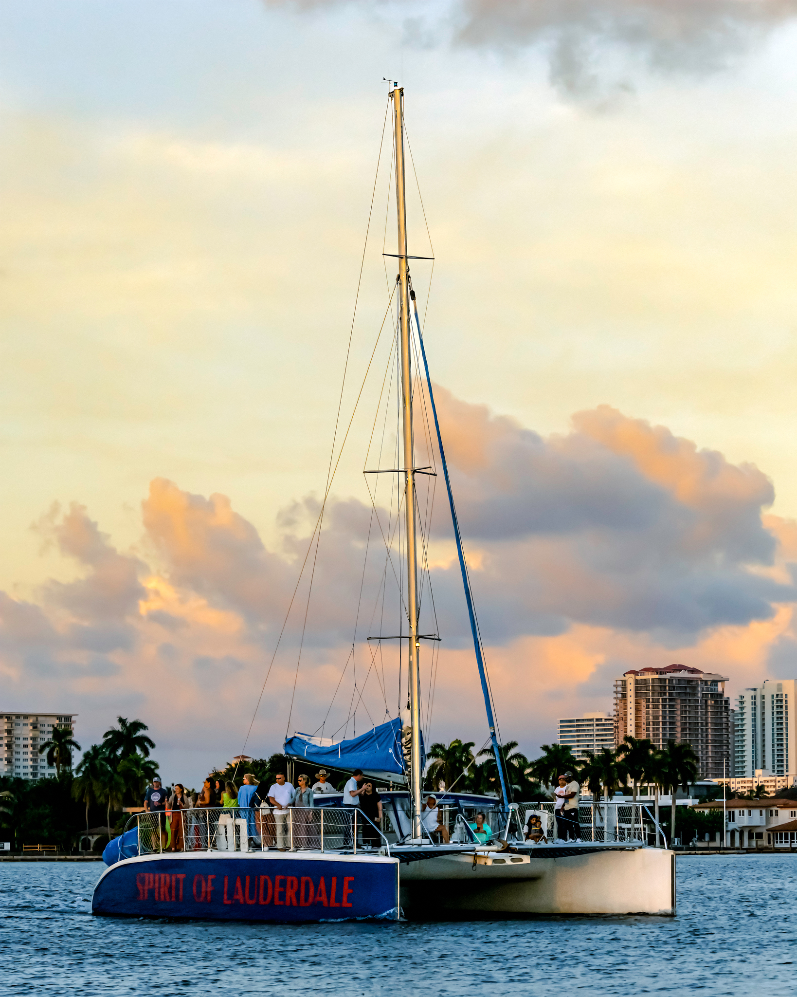 Spirit of Lauderdale boat close up at sunset