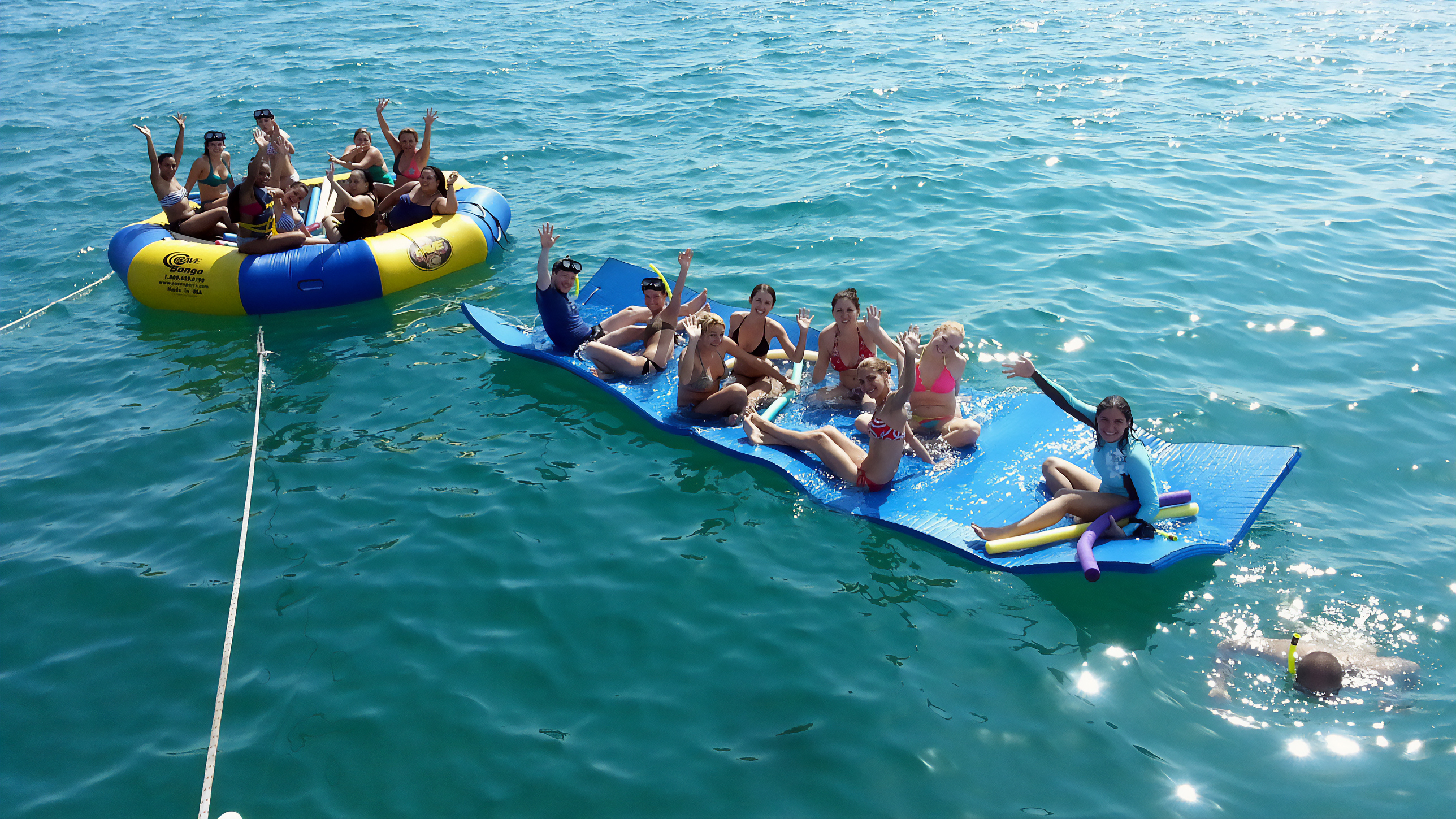 Guests enjoying the floating mat