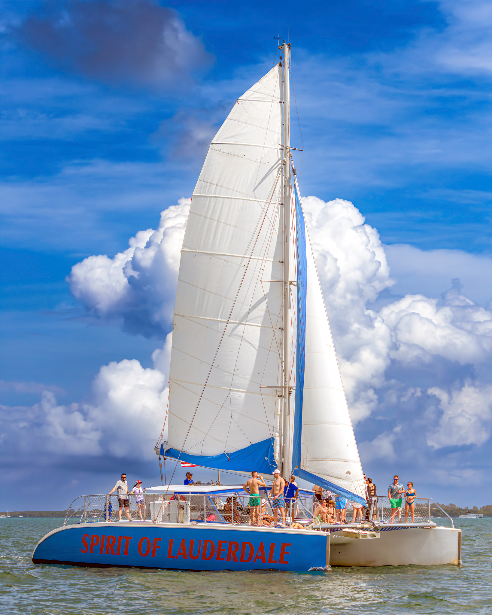 The Spirit of Lauderdale catamaran sailing on the ocean