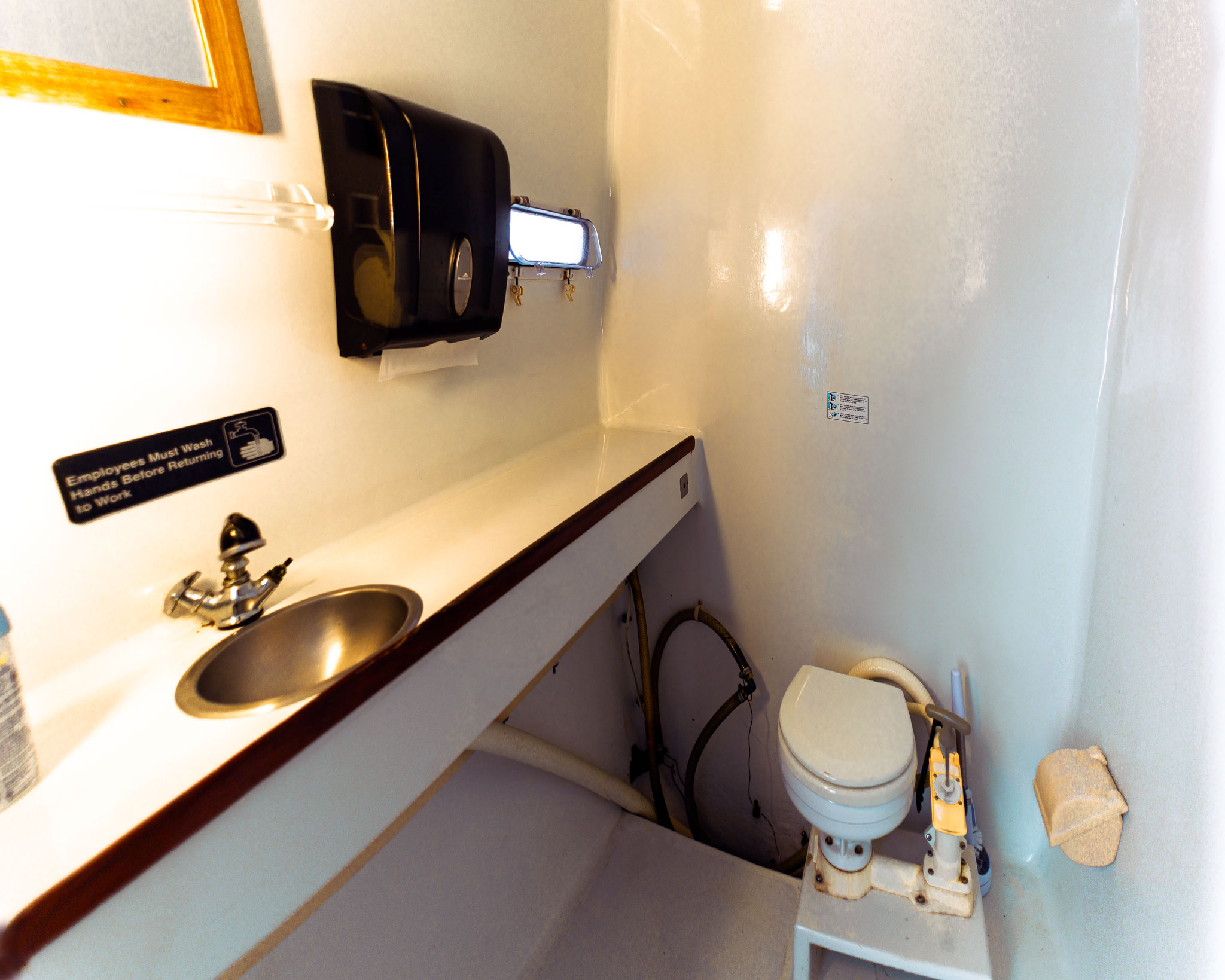 Clean marine restroom on board