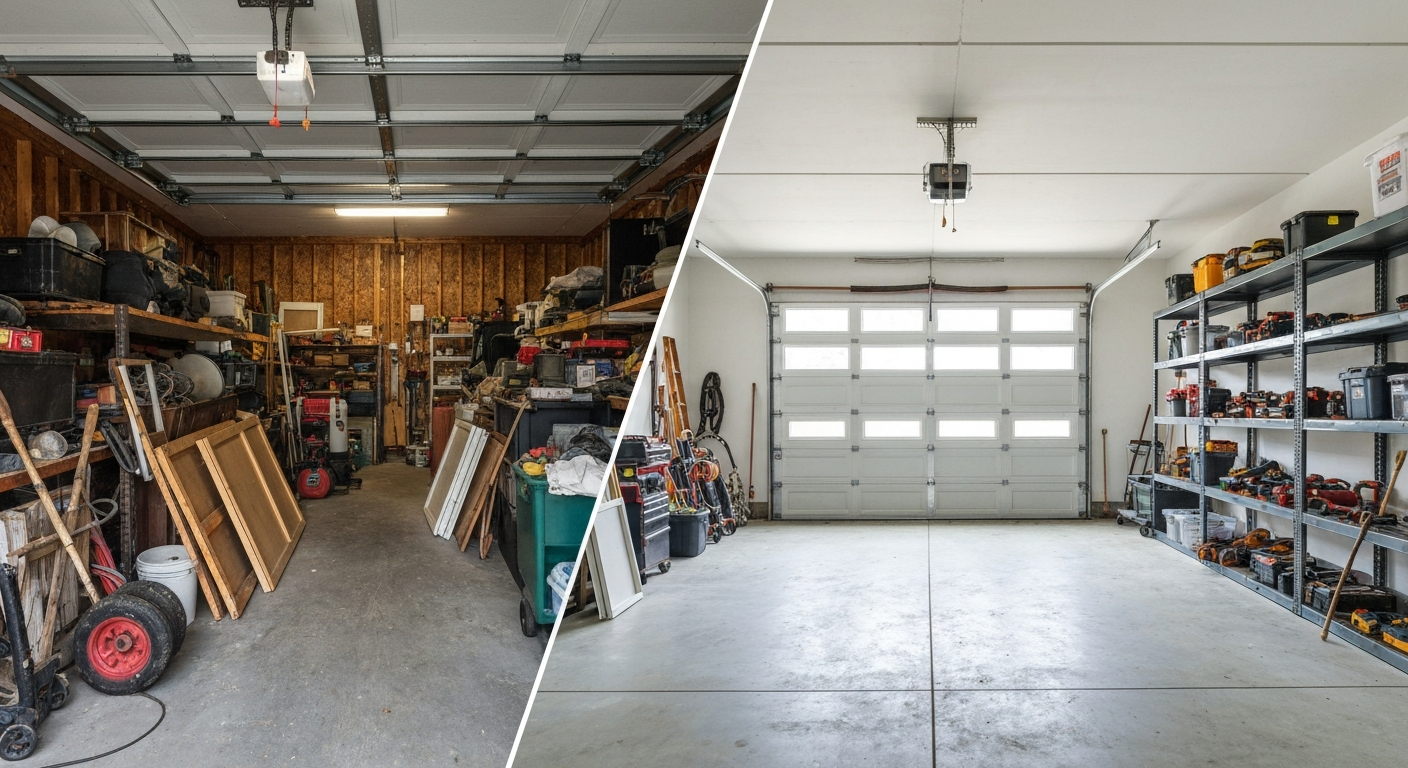 Before and after junk removal cleanup in Salem OR