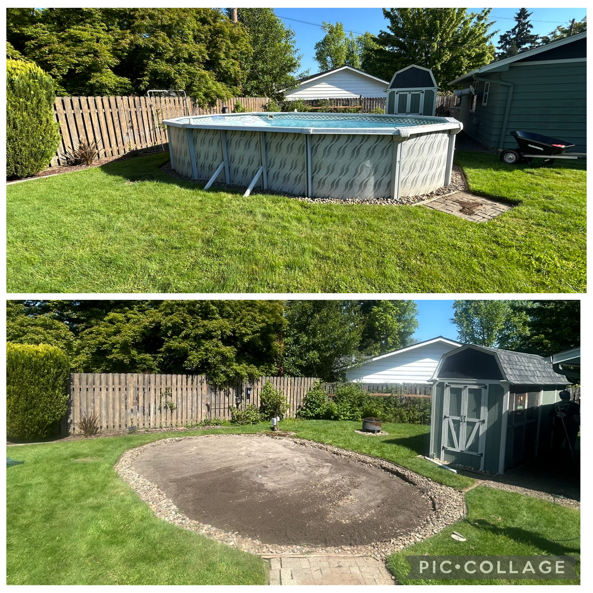 Before and after above ground pool removal in Salem OR