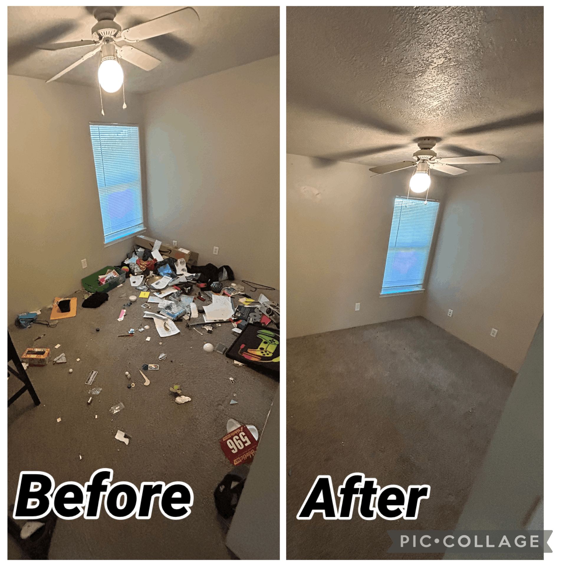 Before and after bedroom junk removal in Salem OR