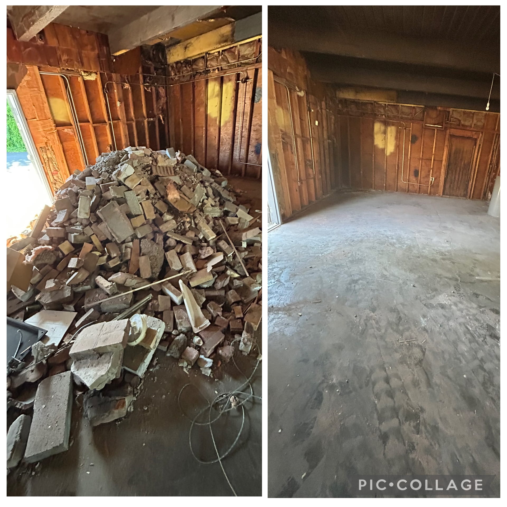Before and after brick and rubble removal in Salem OR