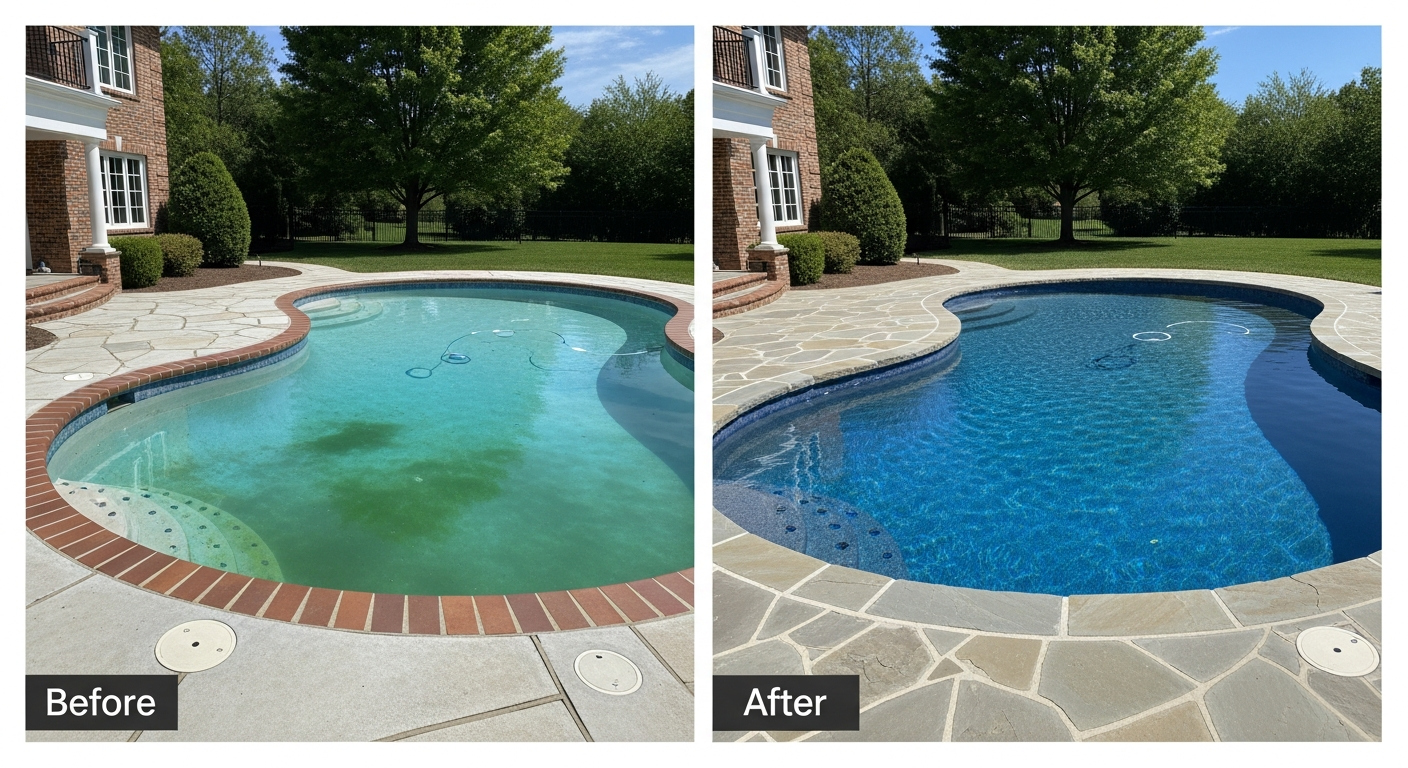 Gunite pool remodel before and after