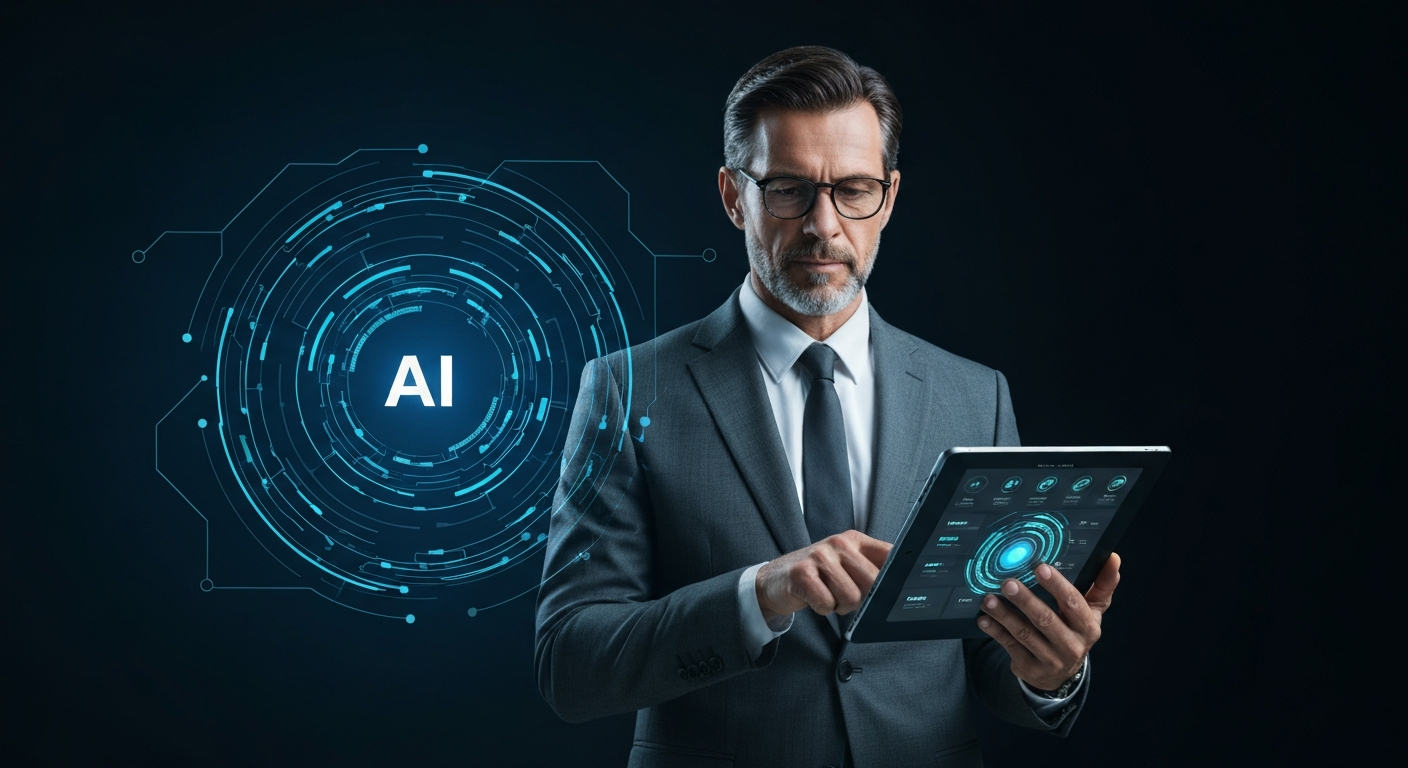 Business owner using AI dashboard