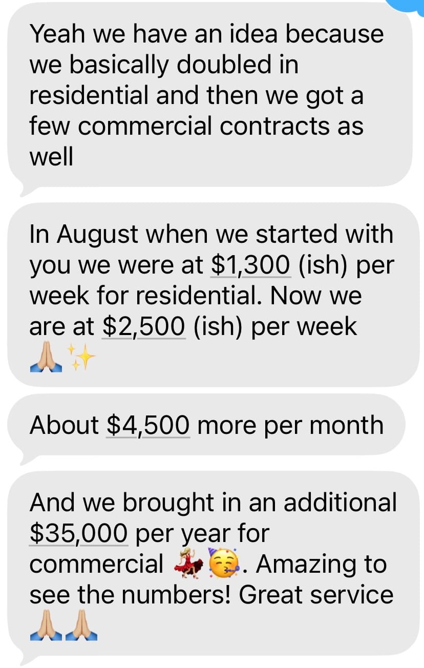Rose Cleaning Co Text Message 1