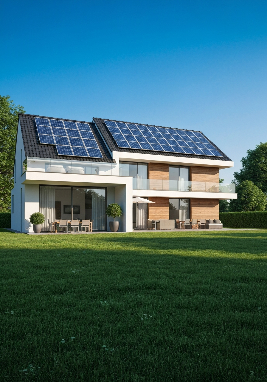 Modernes Haus mit Solaranlage