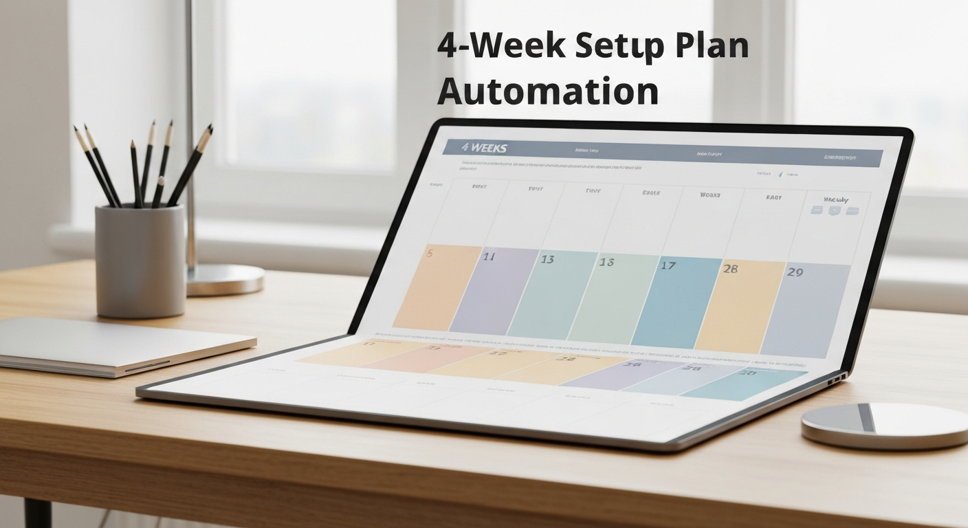 4-week setup calendar for WhatsApp automation