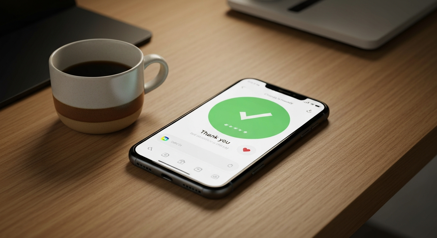 Positive Google review notification on smartphone