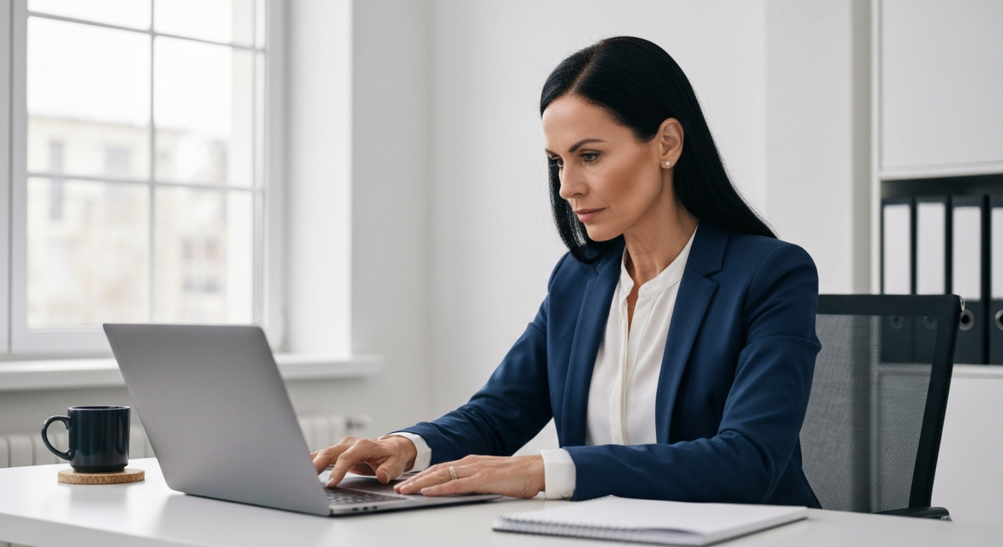 Business owner looking at marketing analytics