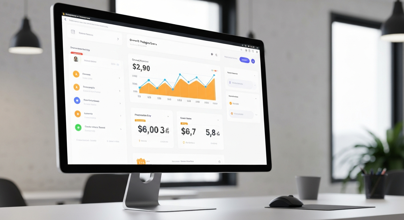 Business dashboard showing upward trending reputation metrics