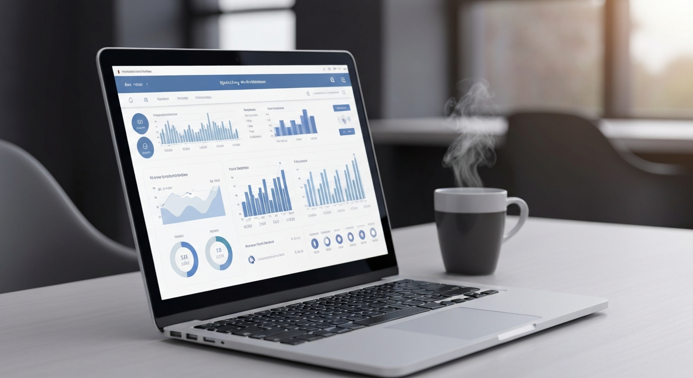 Digital marketing analytics dashboard showing ROI and campaign performance
