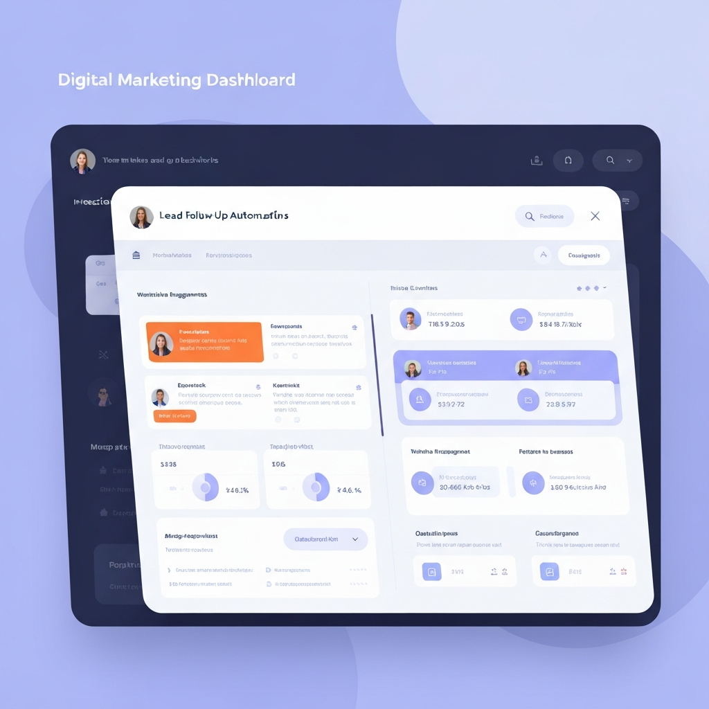 Modern digital marketing dashboard showing lead follow up automation for education