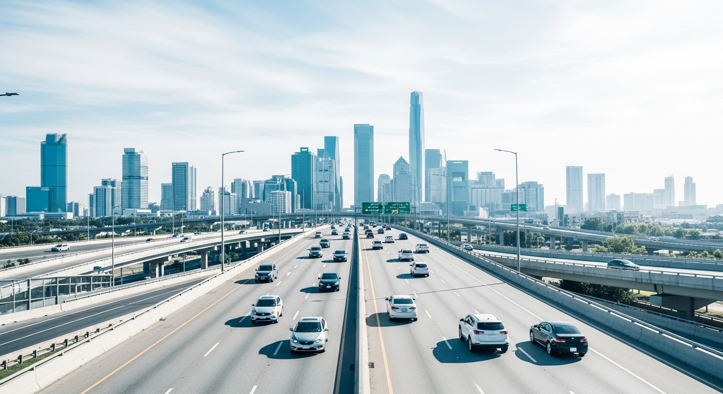Busy city highway