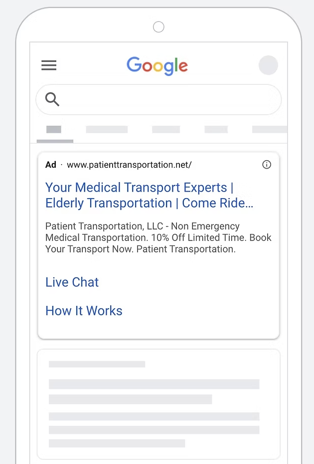 Google Ad Example on Mobile
