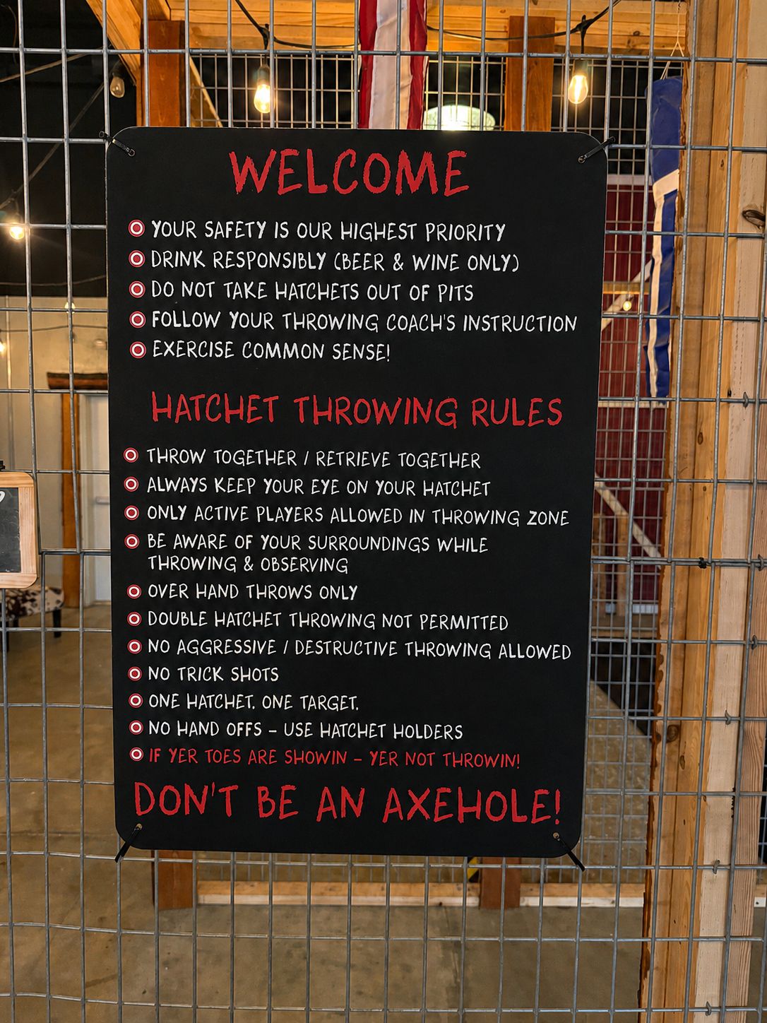 Axe Throwing Safety Rules Sign