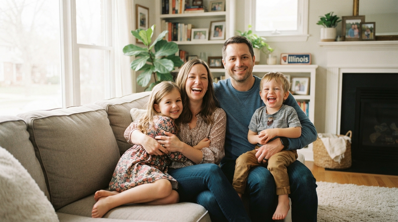 Familia protegida con seguro de vida en Illinois